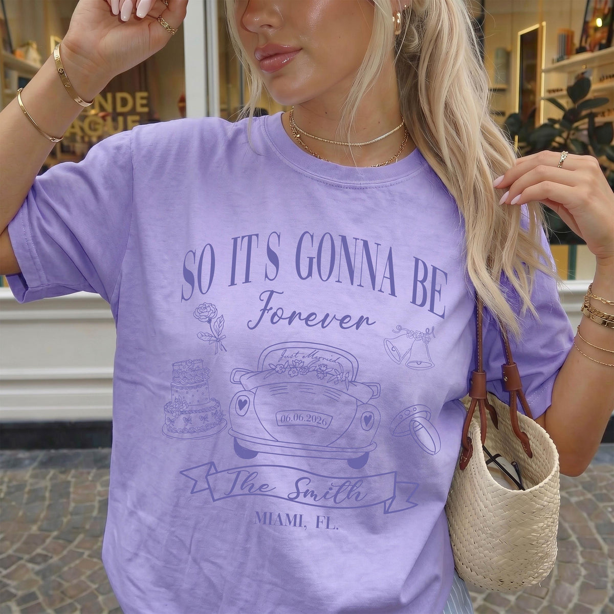 Comfort Colors® Custom Wedding Car Shirt, Just Married Tee, Last Name Tees, Personalized Bachelorette Gift