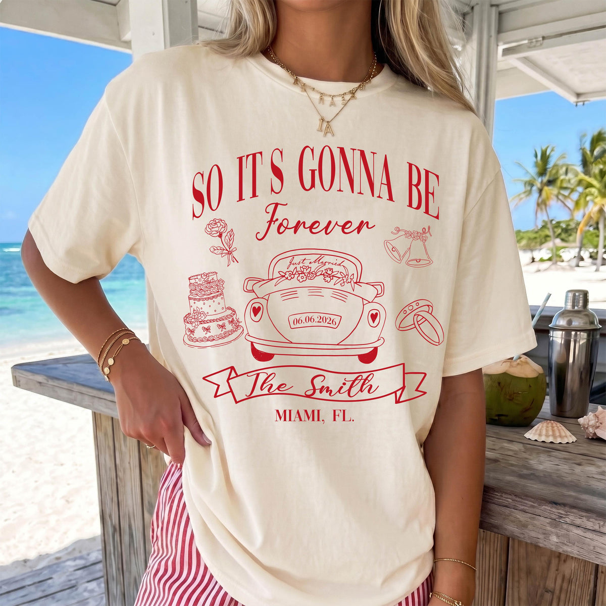 Comfort Colors® Custom Wedding Car Shirt, Just Married Tee, Last Name Tees, Personalized Bachelorette Gift