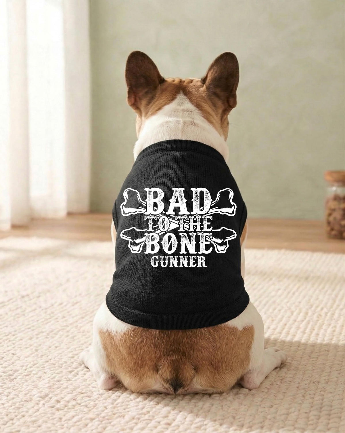 Personalized Bad to the Bone Dog Tank Top, Custom Name Pet Shirt, Cool Puppy Clothes, Distressed Style Dogs Lover Mom Gift