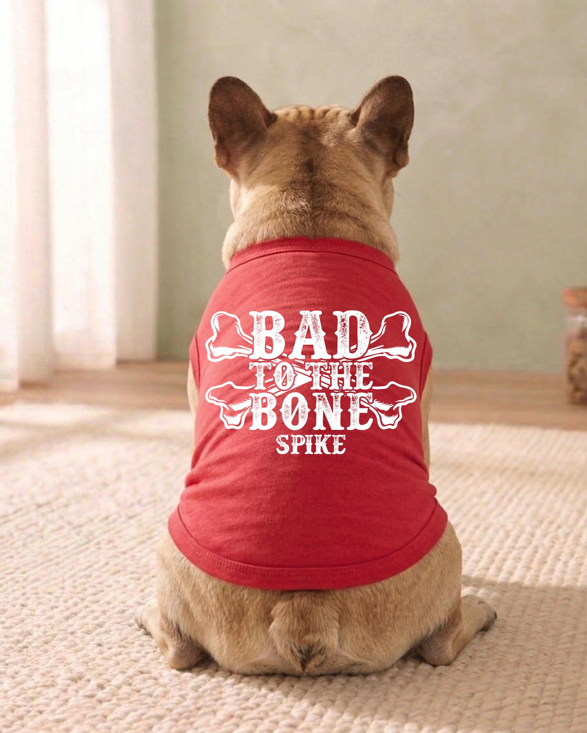 Personalized Bad to the Bone Dog Tank Top, Custom Name Pet Shirt, Cool Puppy Clothes, Distressed Style Dogs Lover Mom Gift