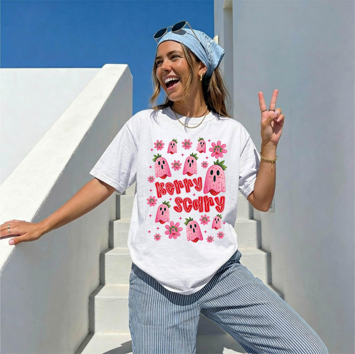Comfort Colors® Berry Scary Halloween Shirt, Pink Ghost Tee, Spooky Girls Tees, Floral Strawberry Ghost Sweatshirt