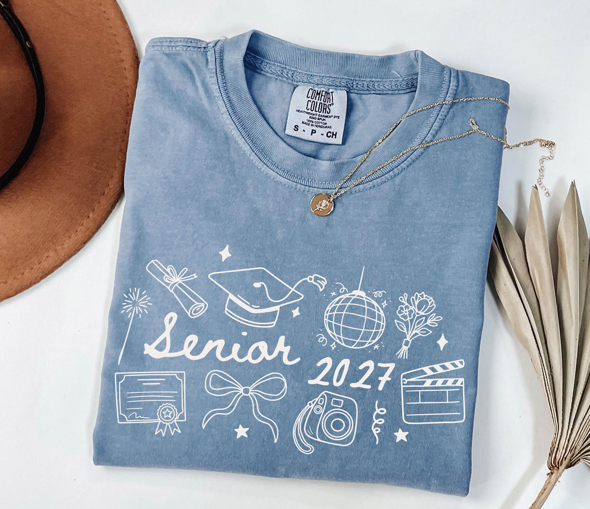 Comfort Colors® Senior 2027 Shirt, Coquette Bow Senior Girl Tee, High School Senior Gift, Class of 2027 Tees