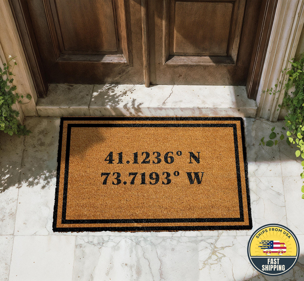 Custom Coordinates Doormat, Personalized Welcome Mat, Unique Wedding Engagement Gift