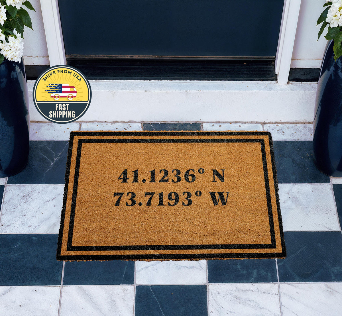 Custom Coordinates Doormat, Personalized Welcome Mat, Unique Wedding Engagement Gift