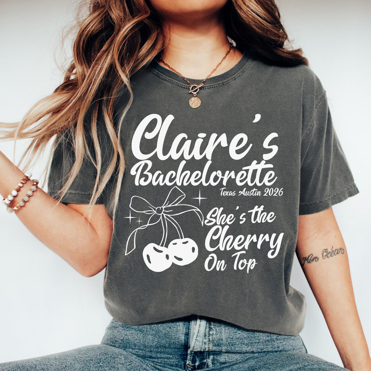 Comfort Colors® Personalized Bride to Be T-Shirt, Coquette Bow Bachelorette Party Tee