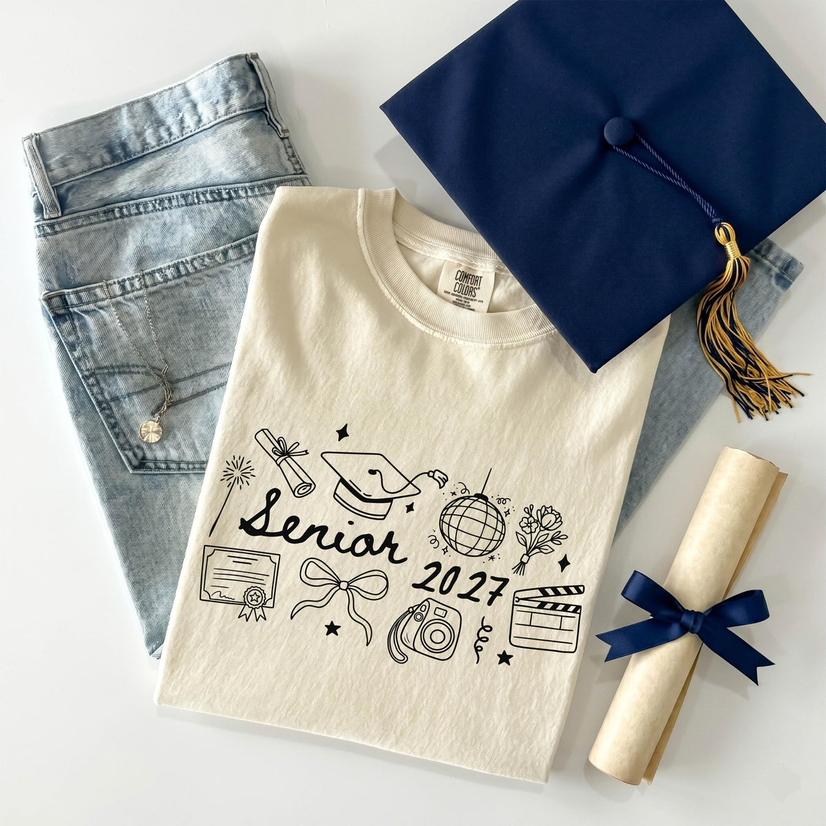 Comfort Colors® Senior 2027 Shirt, Coquette Bow Senior Girl Tee, High School Senior Gift, Class of 2027 Tees