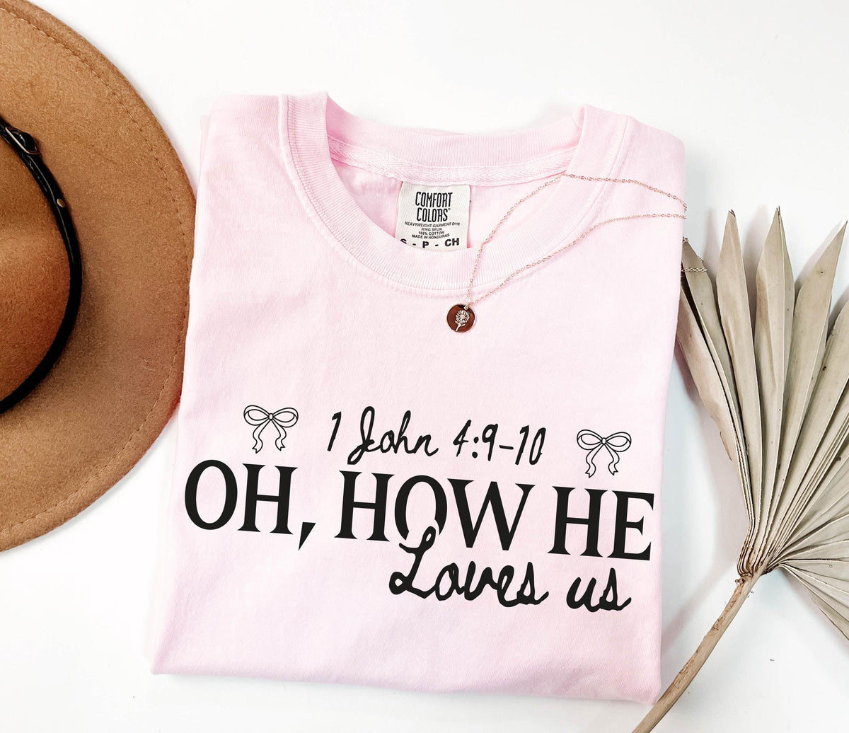 Bible Verse Shirt, Comfort Colors® Christian Quotes Tee, How He Loves Us Tees, Coquette Bow Faith Mama Gift