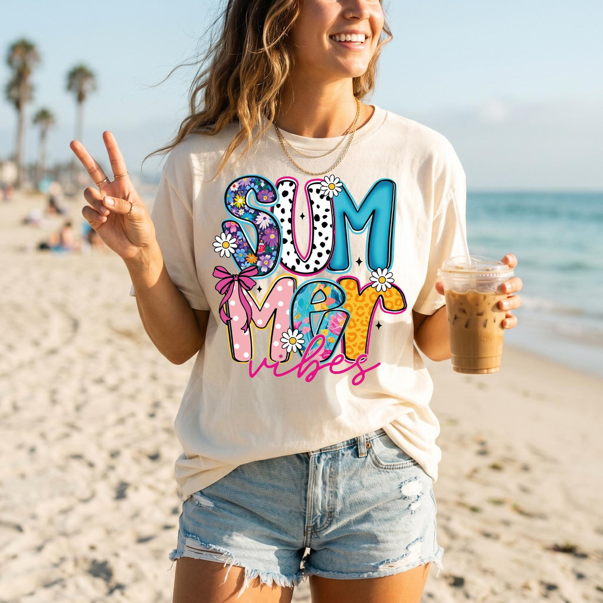 Comfort Colors® Summer Vibes Shirt, Beach T-Shirt, Sun and Sea T-Shirt, Summer Women Tee