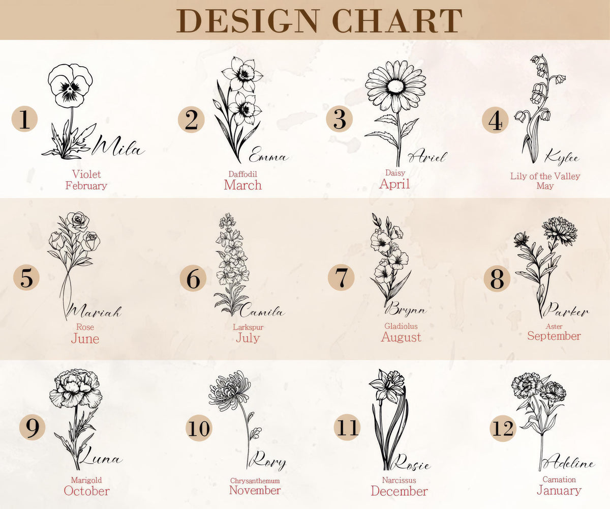 Custom Engraved Vegan Leather Clipboard, Birth Flower Design