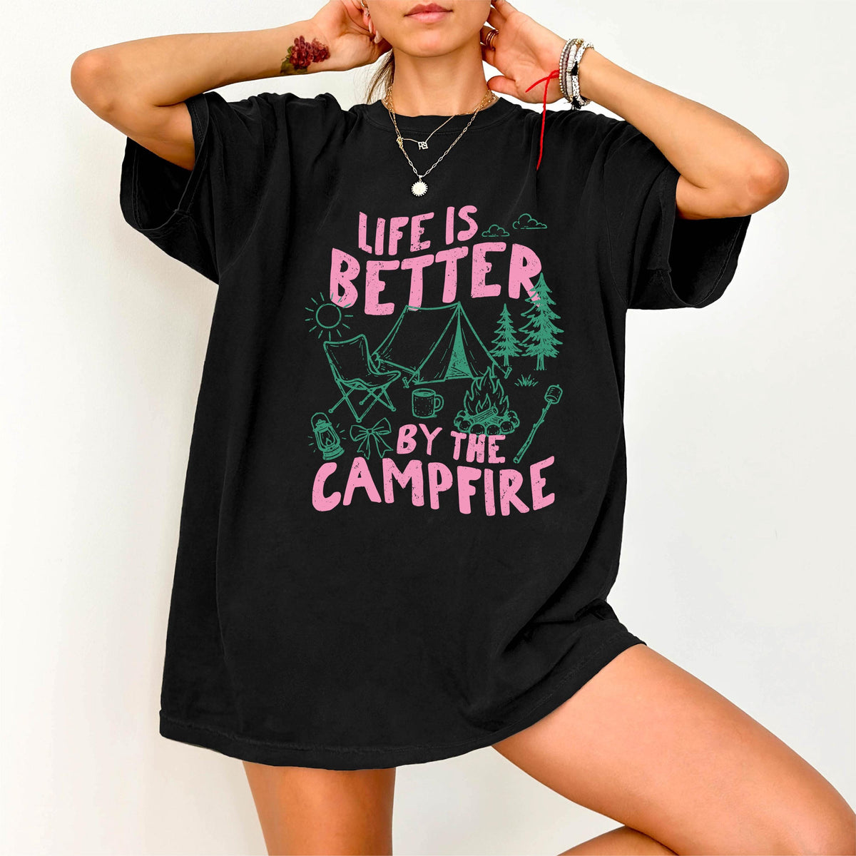 Comfort Colors® Campfire Shirt, Camping Adventure T-shirt, Hiking Tees, Summer Camp Vacation Shirts