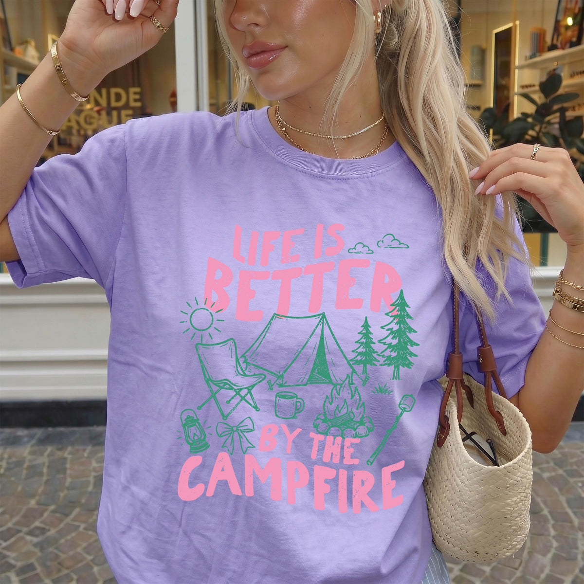 Comfort Colors® Campfire Shirt, Camping Adventure T-shirt, Hiking Tees, Summer Camp Vacation Shirts