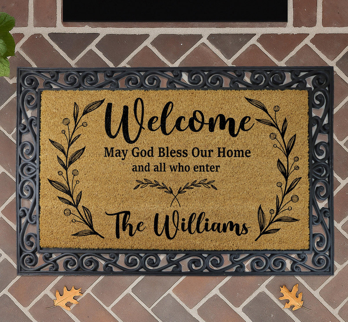 Personalized May God Bless Our Home Welcome Interchangeable Set Doormat