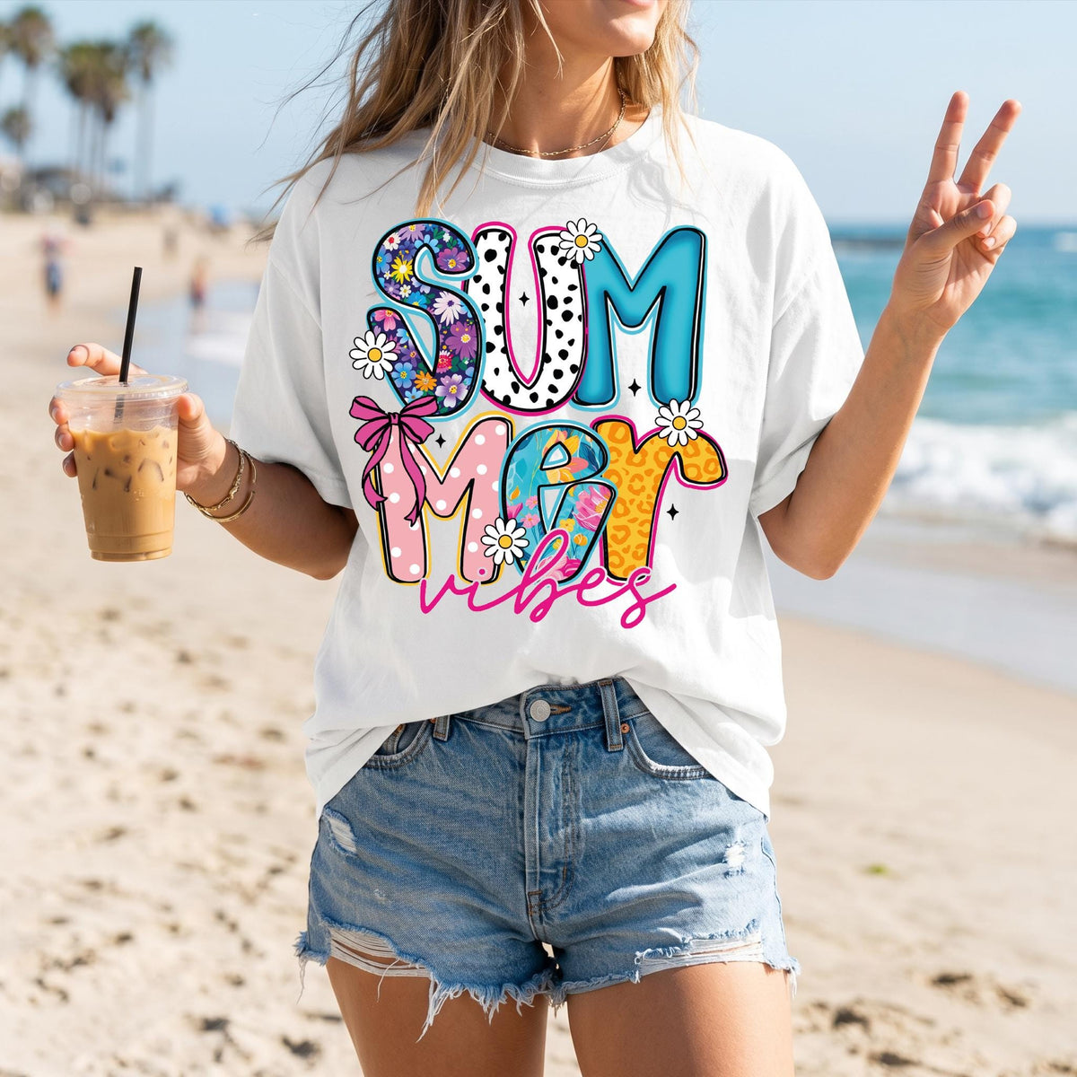 Comfort Colors® Summer Vibes Shirt, Beach T-Shirt, Sun and Sea T-Shirt, Summer Women Tee