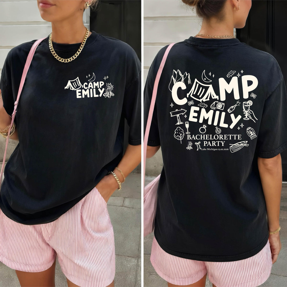 Comfort Colors® Camp Bachelorette Shirt, Girls Camping Bach Tee, Custom Bride Team Tees, Lake Themed Bridal Party