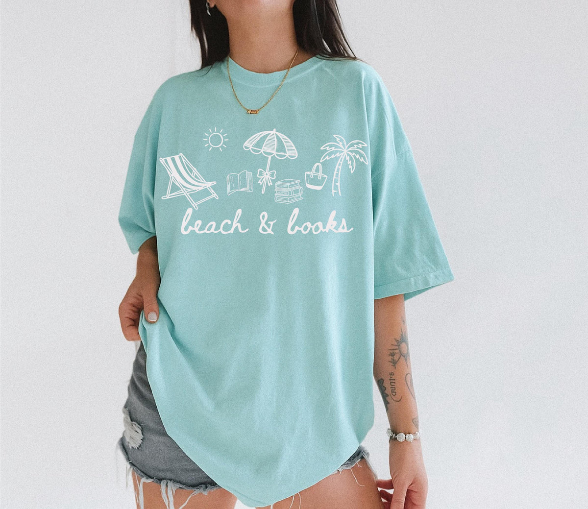 Comfort Colors® T-shirt, Beach and Book Shirt, Beach Lover Crewneck, Bookish Summer Shirt, Bookworm Beach Vacation Gift