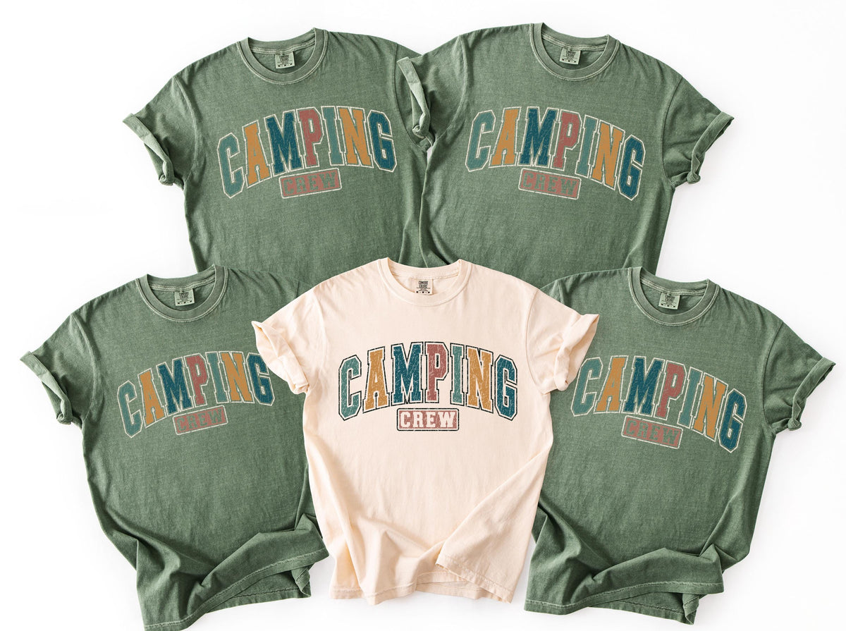 Comfort Colors® Camping Crew T-Shirt, Retro Camping Mode Tee, Camping Vibes Group Tee