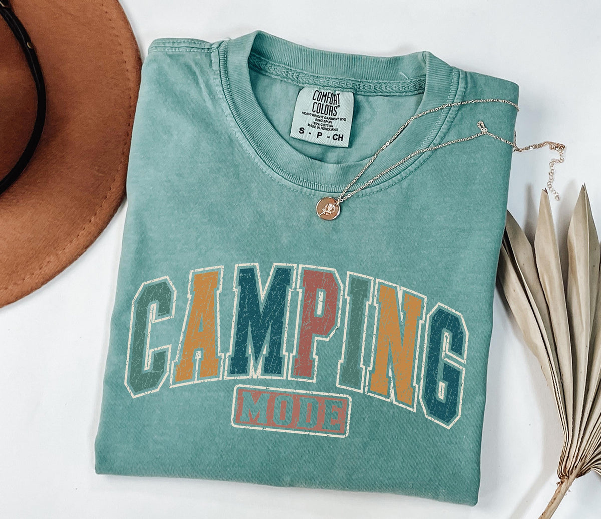 Comfort Colors® Camping Crew T-Shirt, Retro Camping Mode Tee, Camping Vibes Group Tee