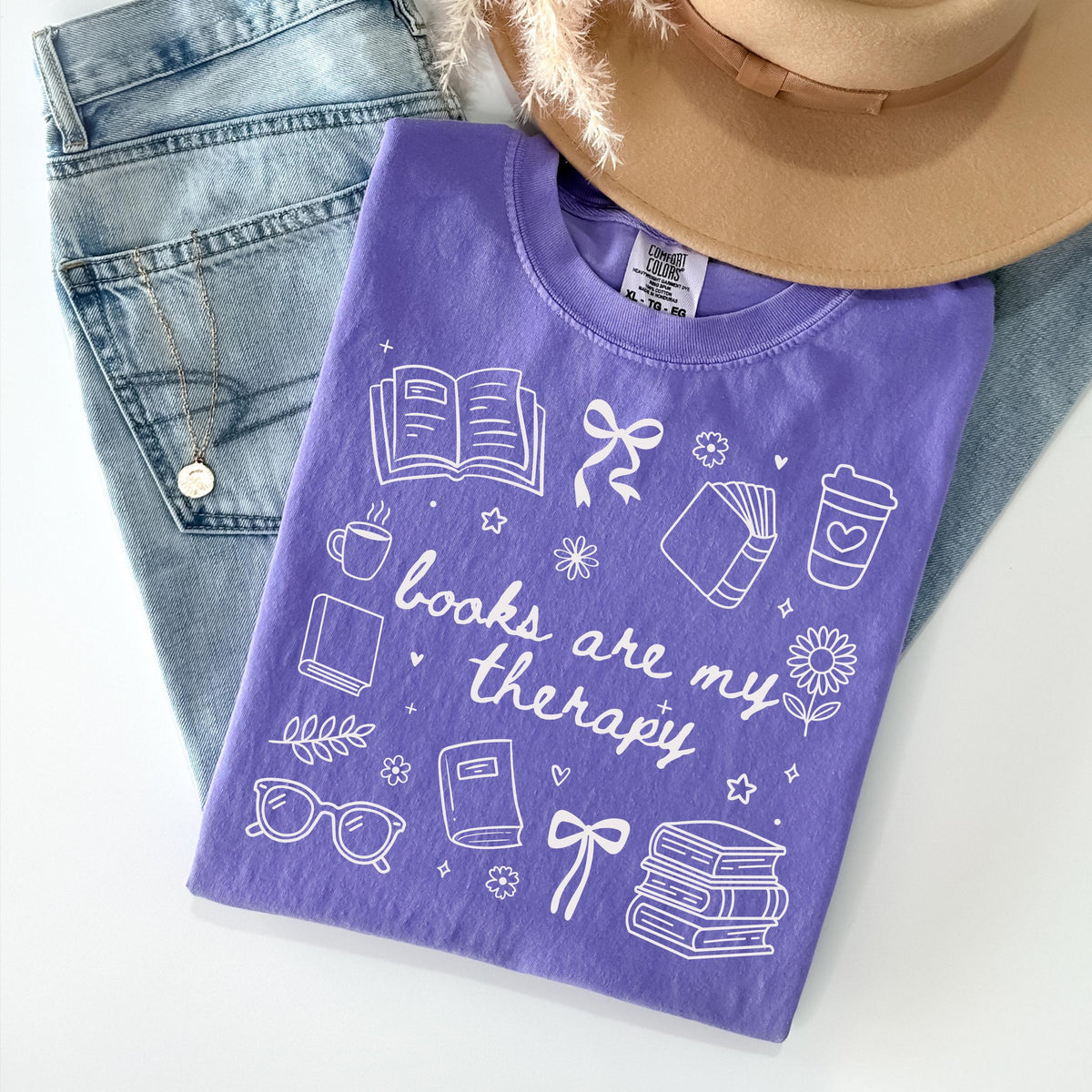 Comfort Colors® T-shirt, Books Are My Therapy Shirt, Reading Lover Crewneck, Bookish Girls Tees