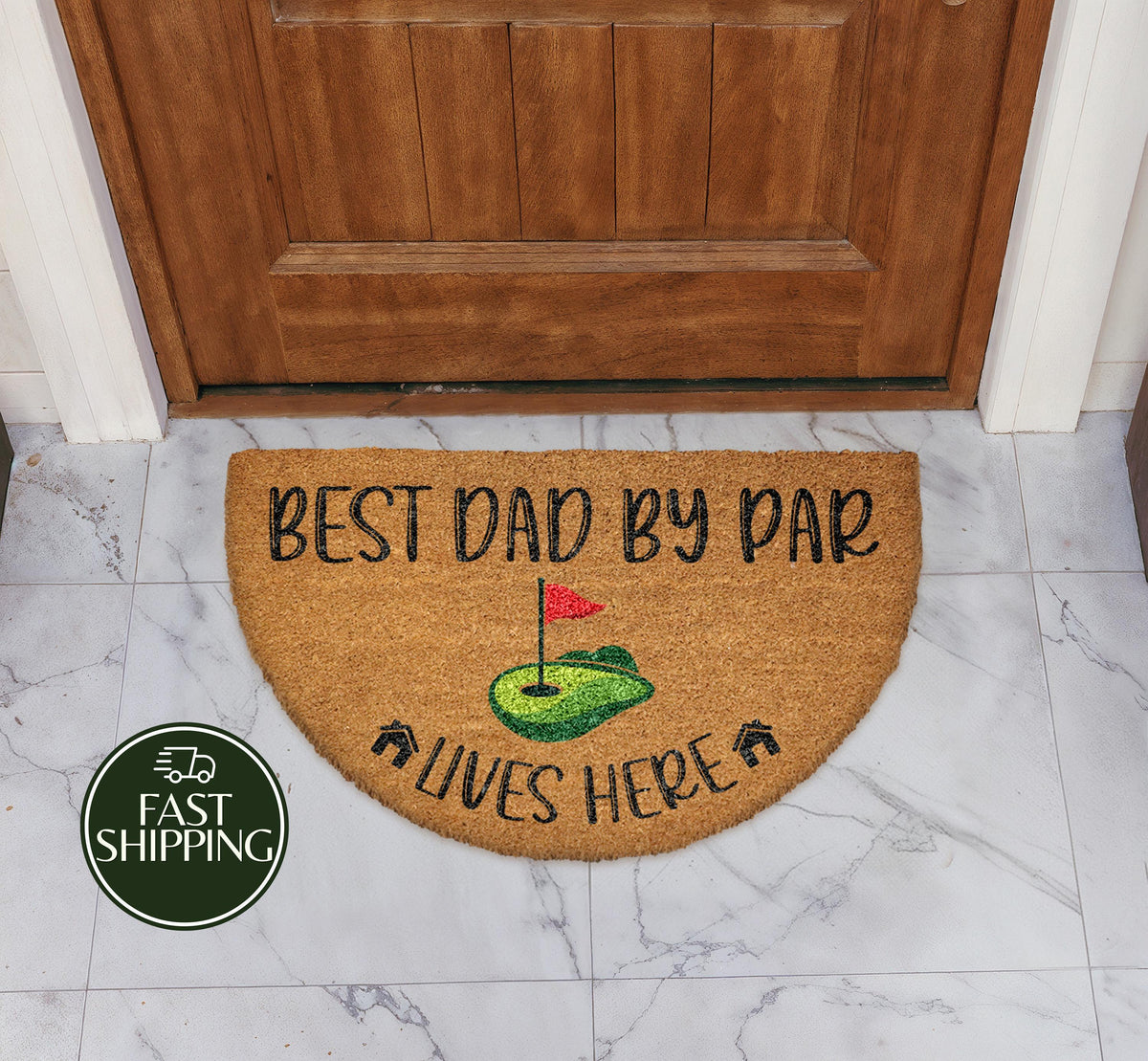 Best Dad By Par Lives Here Doormat, Funny Golf Enthusiast Families Front Porch Mat