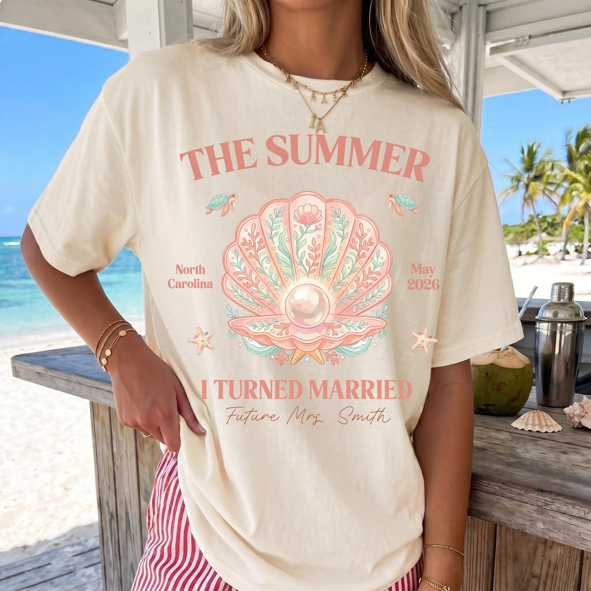 Comfort Colors® Summer Seashells Wedding Shirt, Beach Bachelorette Party T-Shirt, I Turned Married Tank Top, Summer Bride to be Tees
