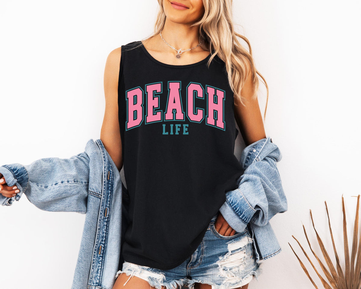 Comfort Colors® Beach Vibes Tank Top, Summer Trip Shirt, Beach Life Tank Top, Ocean Girls Crewneck