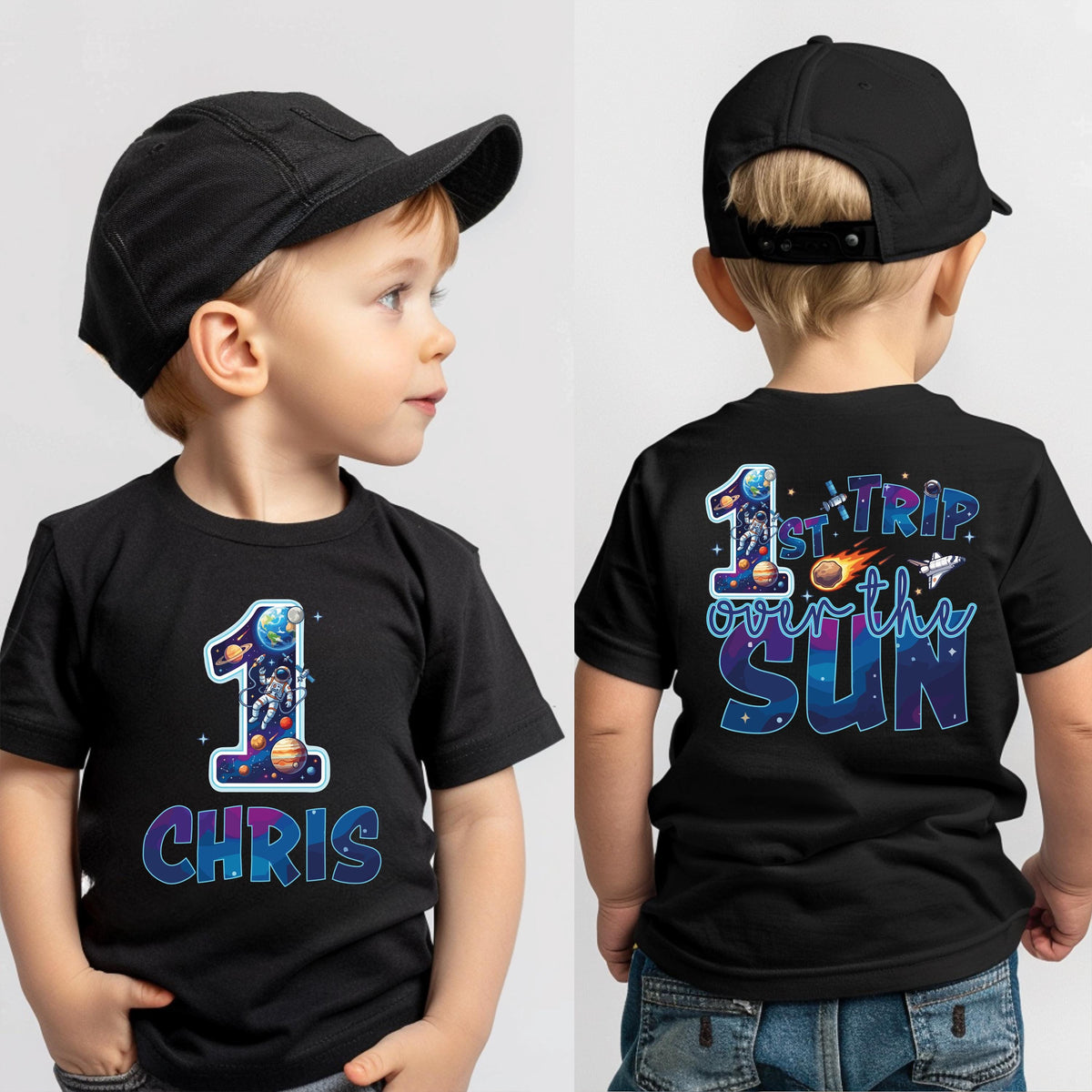 First Trip Space Birthday Shirt, Custom Astronaut Birthday Boy Tee, Birthday Boy Party Gift