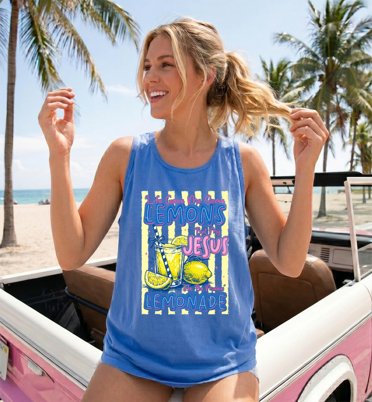 Comfort Colors® Jesus Lemonade Tank Top, Life Gave Me Some Lemons Tops, Faith Woman Gift, Lemon Lover Tee