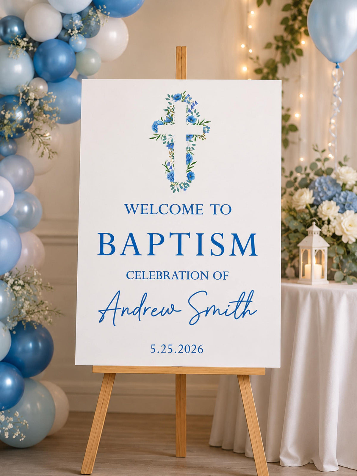 Personalized Baptism Welcome Sign, Foam Board Celebration Display