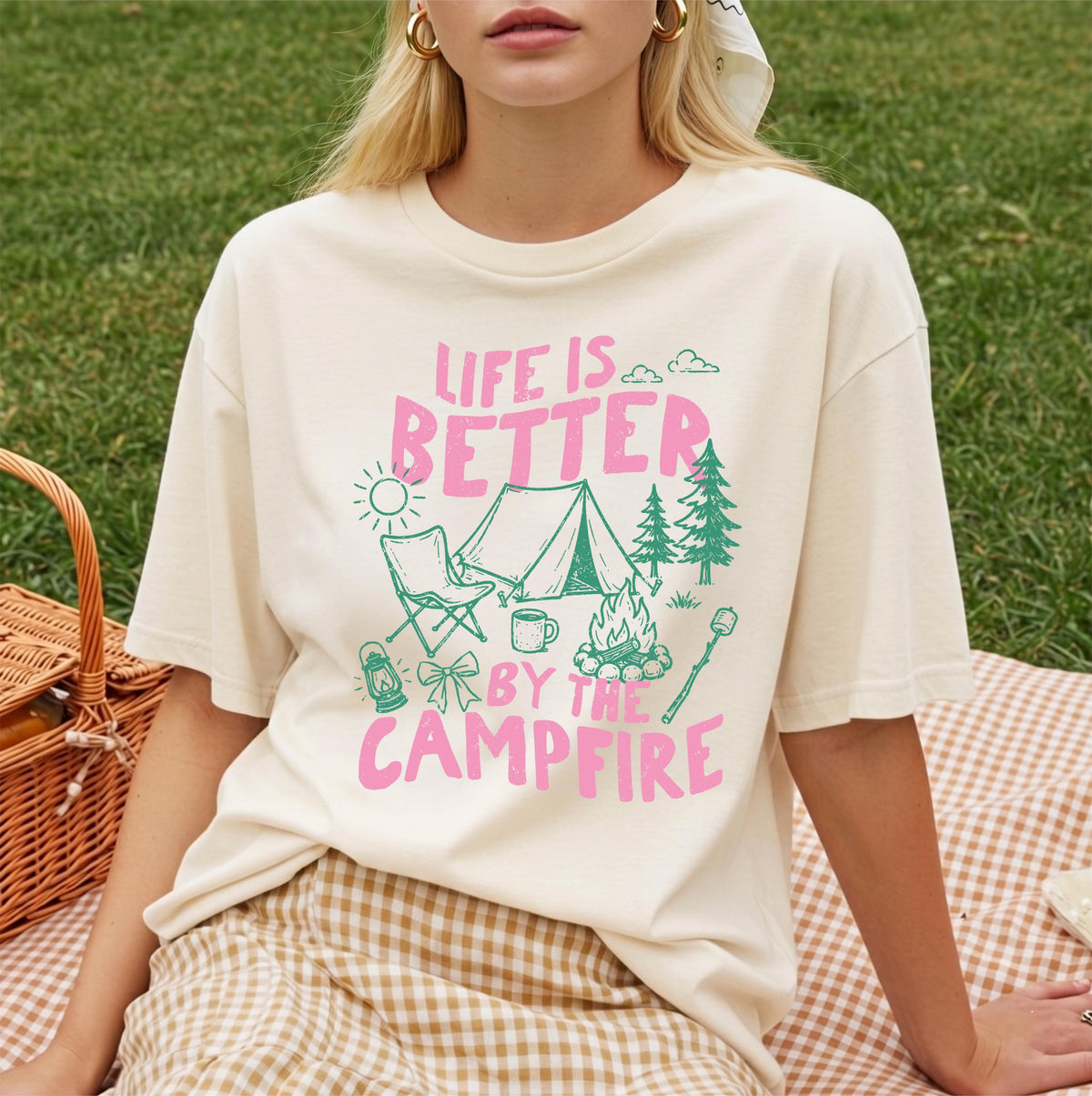 Comfort Colors® Campfire Shirt, Camping Adventure T-shirt, Hiking Tees, Summer Camp Vacation Shirts