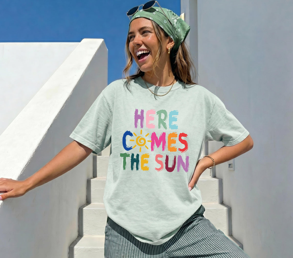 Comfort Colors® Colorful Sun Shirt, Boho Summer T-Shirt, Beach Vacation Tee