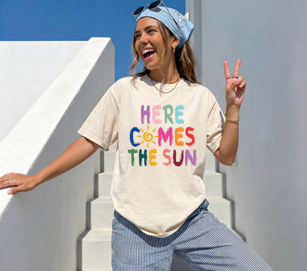 Comfort Colors® Colorful Sun Shirt, Boho Summer T-Shirt, Beach Vacation Tee