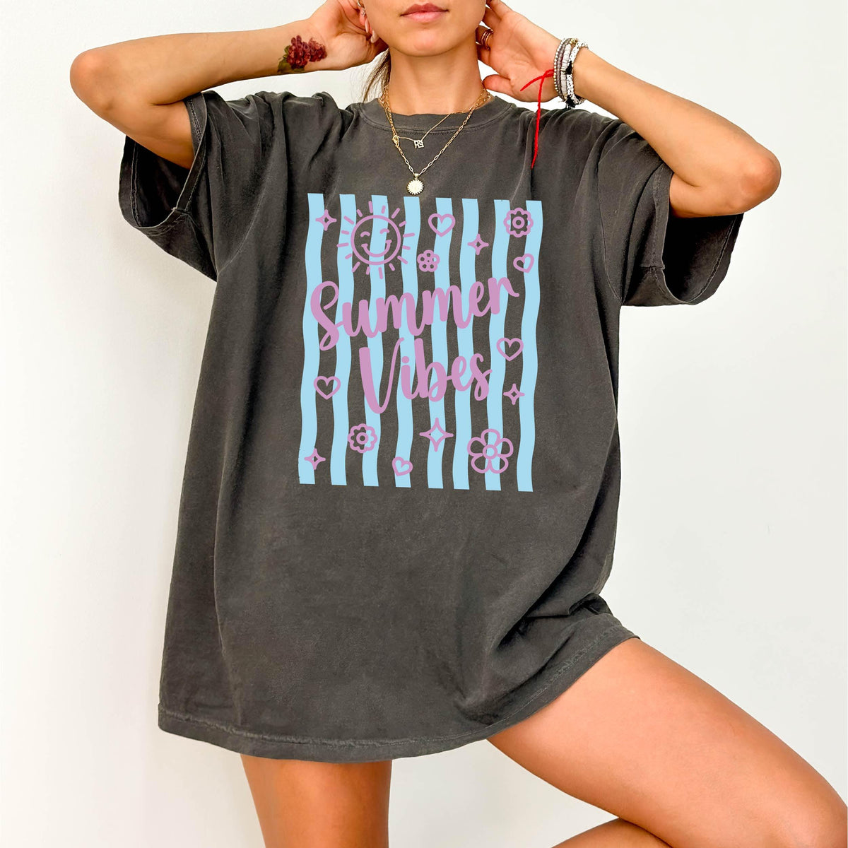 Comfort Colors® Summer Vibes Shirt, Beach Vacation Tee, Sunshine Lover Gift, Colorful Summer Trip Tees