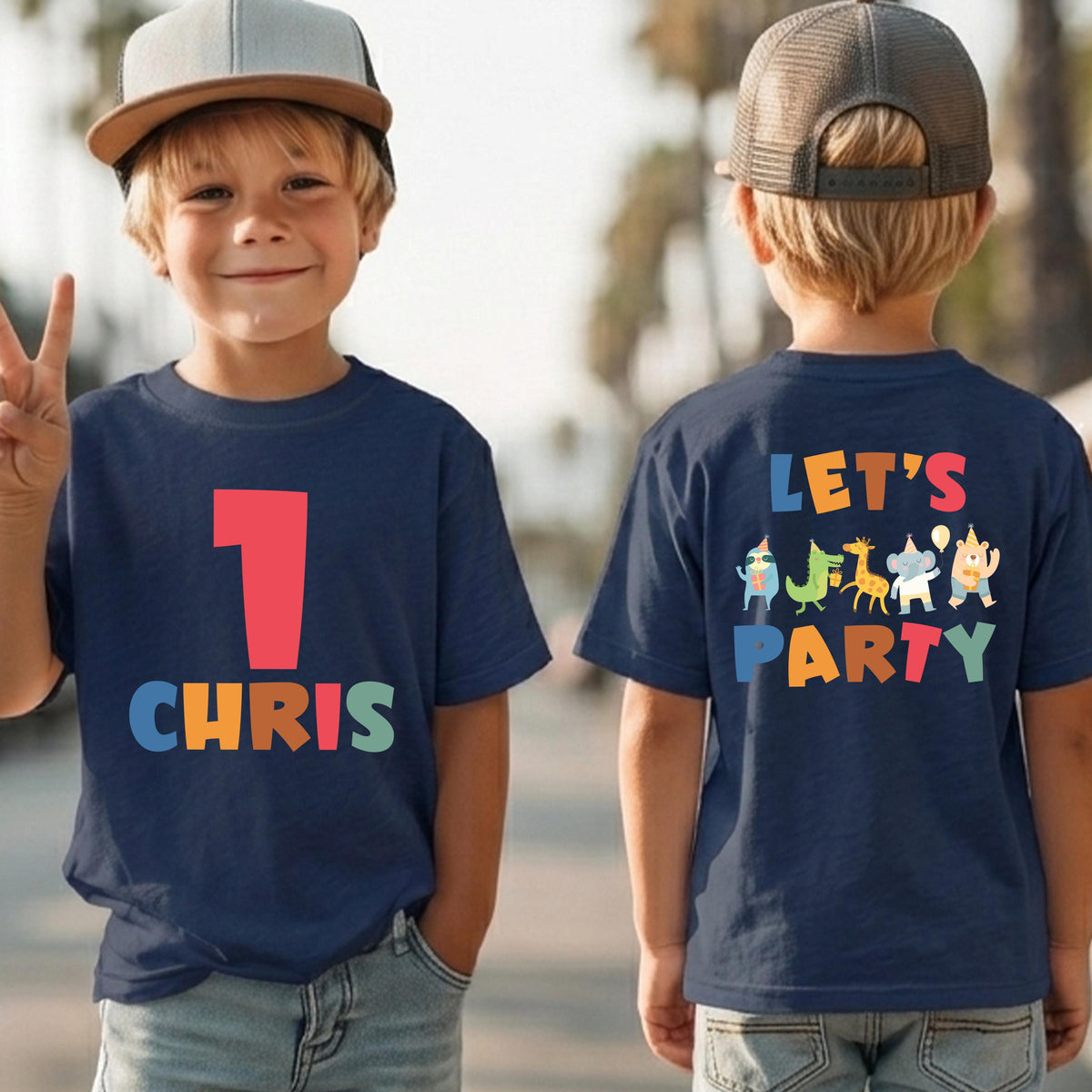 Personalized Birthday Boy T-shirt, First Birthday Party Tee, Animals Party Birthday Shirt
