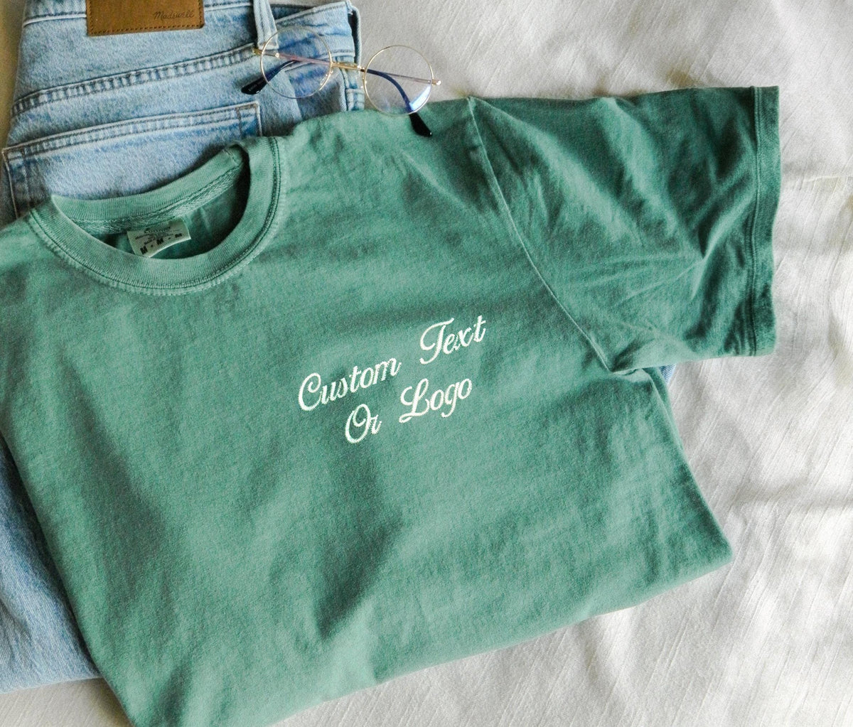 Embroidered Custom Text Comfort Colors® Shirt, Embroidery Logo T-Shirt, Personalized Text Embroidery Tees