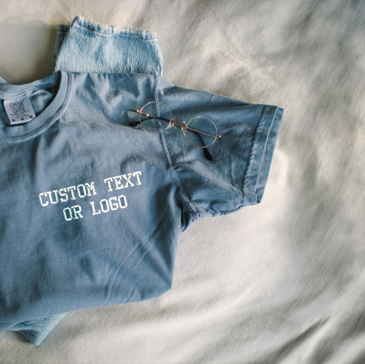 Embroidered Custom Text Comfort Colors® Shirt, Embroidery Logo T-Shirt, Personalized Text Embroidery Tees
