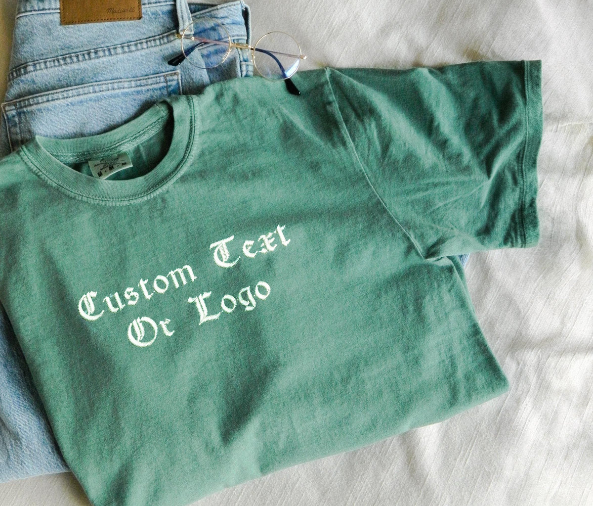 Embroidered Custom Text Comfort Colors® Shirt, Embroidery Logo T-Shirt, Personalized Embroidery Tees
