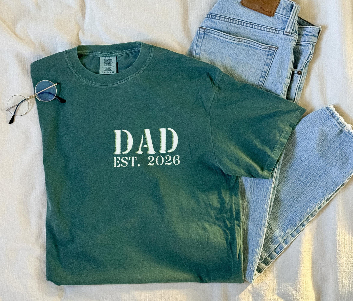 Embroidered Grandpa Comfort Colors® Shirt, Father's Day Est Year Tee, Dad To Be Embroidery T-Shirt, New Grandpa Gift