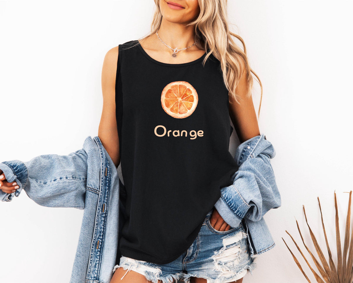 Comfort Colors® Summer Fruit Tank Top, Strawberry Watercolor Tops, Coastal Vacation Shirt, Tropical Beach Tee