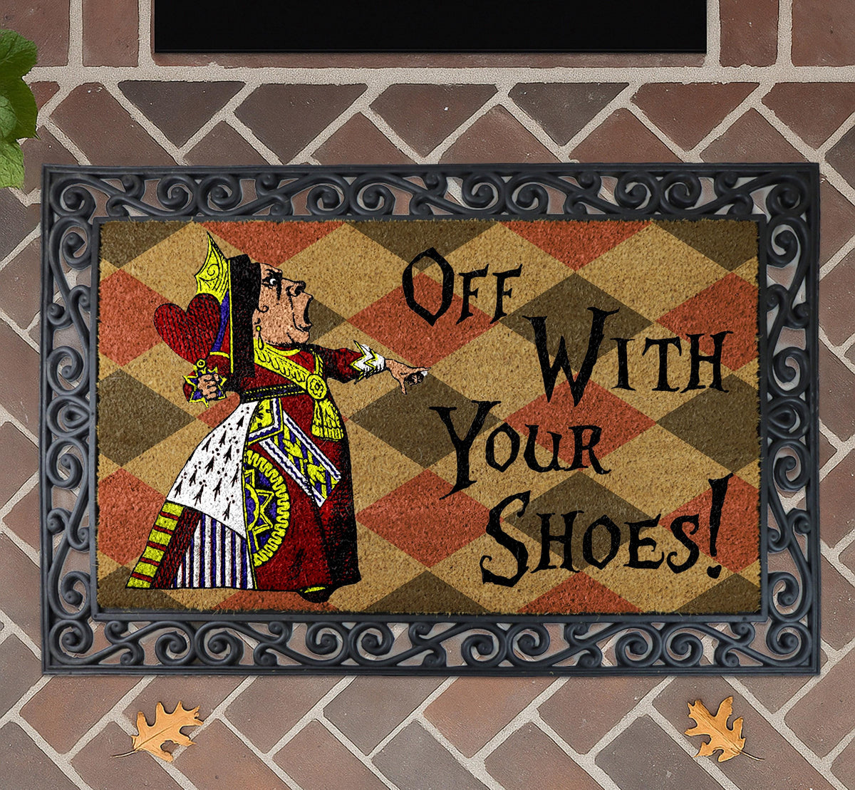 Off With Your Shoes Interchangeable Set Doormat, Queen of Hearts Mat