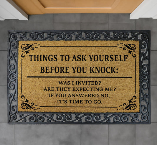 Things to Ask Yourself Before You Knock Interchangeable Set Doormat, Go Away Welcome Mat