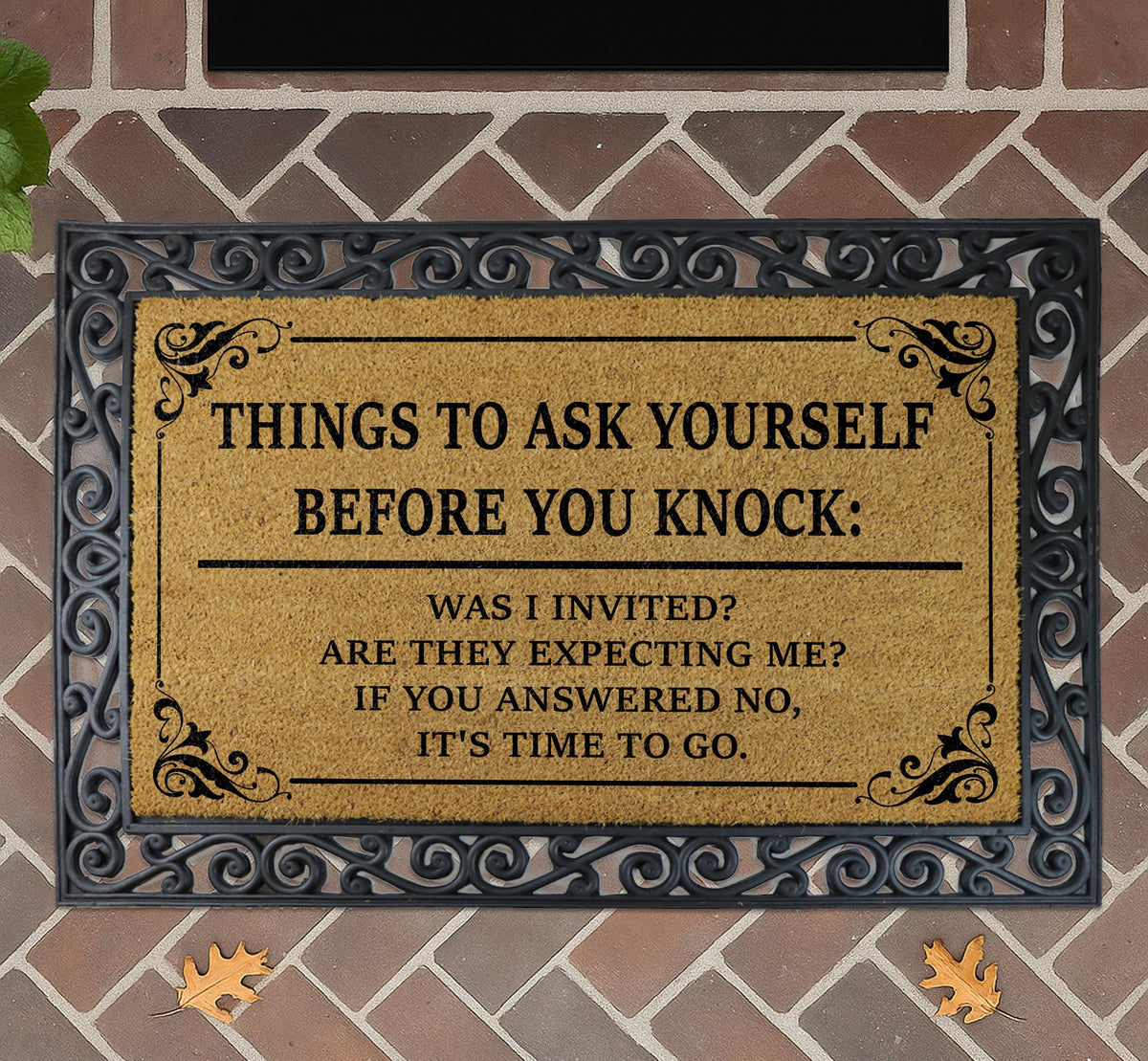 Things to Ask Yourself Before You Knock Interchangeable Set Doormat, Go Away Welcome Mat