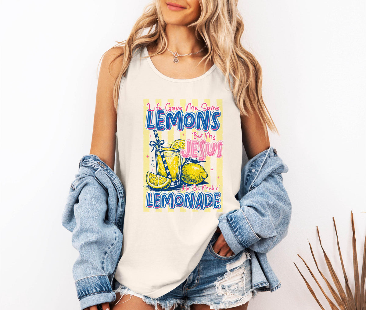Comfort Colors® Jesus Lemonade Tank Top, Life Gave Me Some Lemons Tops, Faith Woman Gift, Lemon Lover Tee