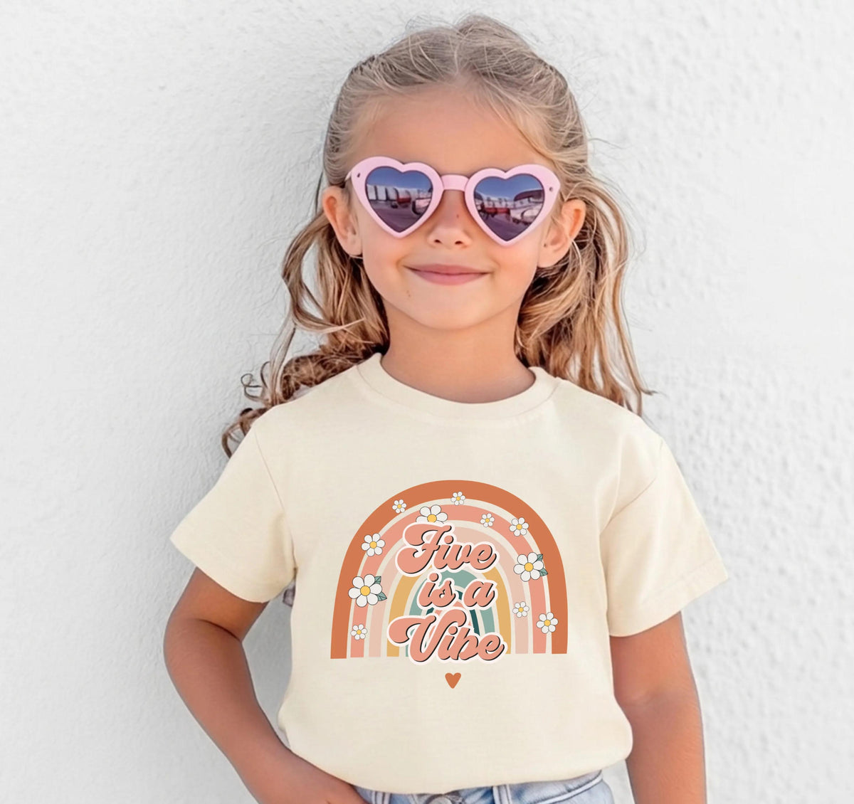 Retro Five is a Vibe Shirt, Five Year Old Birthday Girl Tee, 5th Birthday Party Gift