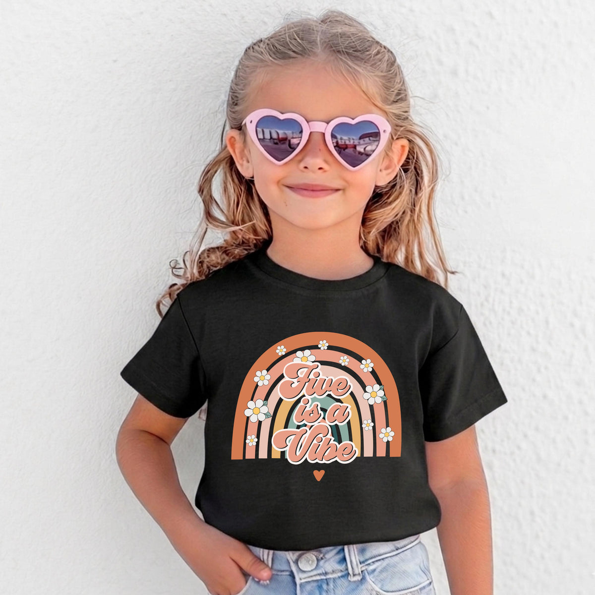 Retro Five is a Vibe Shirt, Five Year Old Birthday Girl Tee, 5th Birthday Party Gift