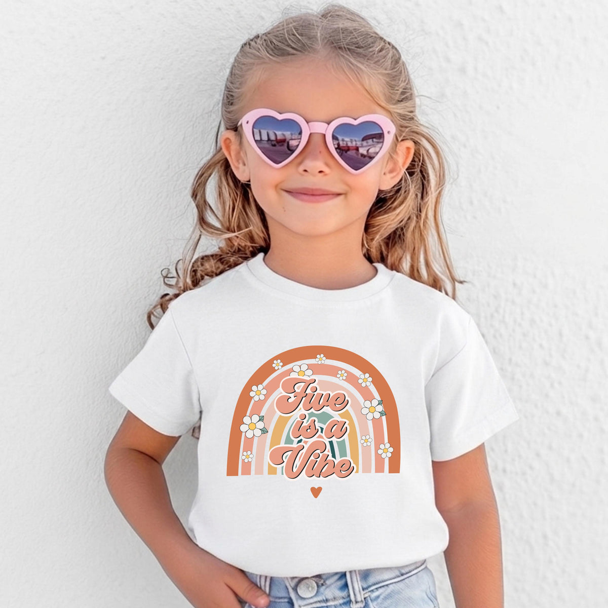 Retro Five is a Vibe Shirt, Five Year Old Birthday Girl Tee, 5th Birthday Party Gift
