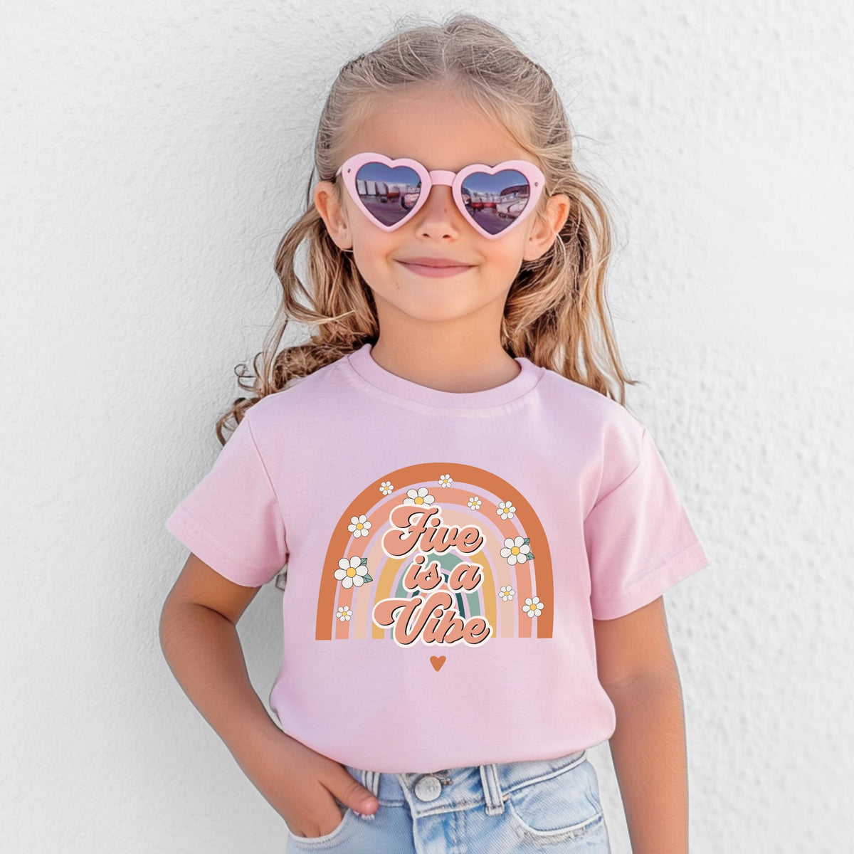 Retro Five is a Vibe Shirt, Five Year Old Birthday Girl Tee, 5th Birthday Party Gift