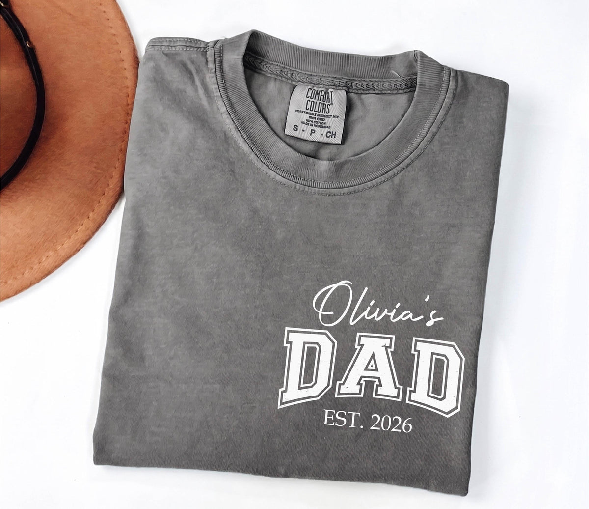 Personalized Dad Gift Shirt, Comfort Colors® Father's Day Est Year Tee, Husband Birthday T-shirt, Custom Daddy Gift
