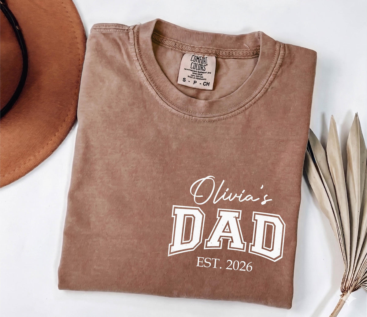 Personalized Dad Gift Shirt, Comfort Colors® Father's Day Est Year Tee, Husband Birthday T-shirt, Custom Daddy Gift