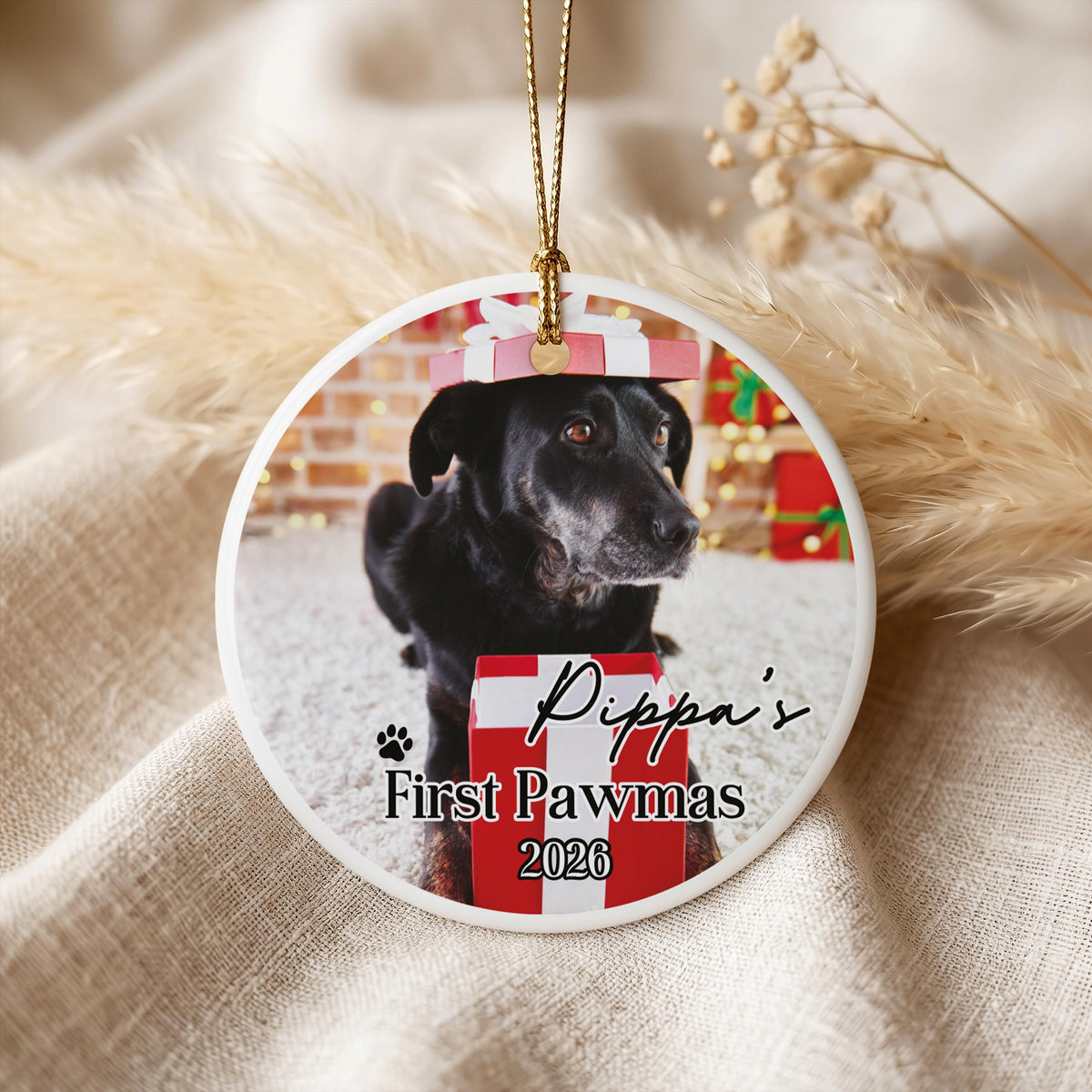 Custom Text Pet Photo Ornament, Dog Memorial Ornaments, Personalized Name & Date Pet Remembrance Gift, Dog Loss Sympathy Keepsake