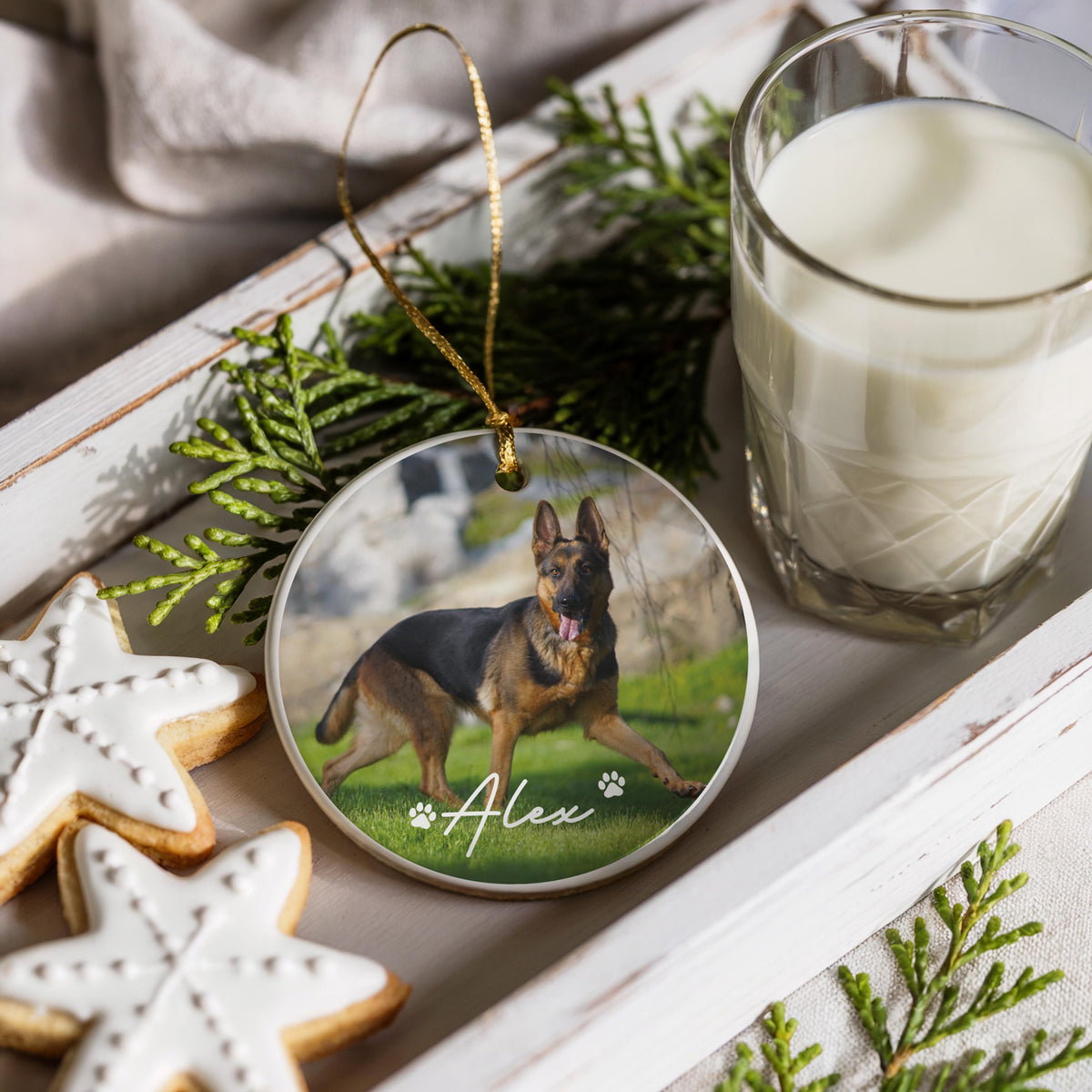 Custom Text Pet Photo Ornament, Dog Memorial Ornaments, Personalized Name & Date Pet Remembrance Gift, Dog Loss Sympathy Keepsake